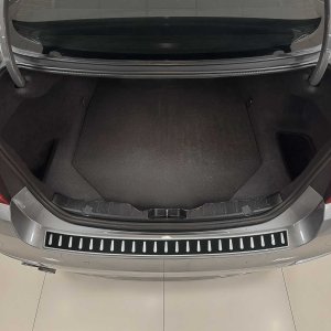 BMW 5 SERIES G30 Rear Bumper Sill Cover - Omac - S.Steel + Carbon Foiled - Gloss Silver - '17-'23 BMW 5 SERIES G30 Rear Bumper Sill Cover - Omac - S.Steel + Carbon Foiled - Gloss Silver - '17-'23